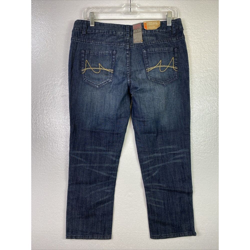 Mossimo Junior Jeans Sz 11 Denim Distressed Skinny Low waist Straight‎ Chic New